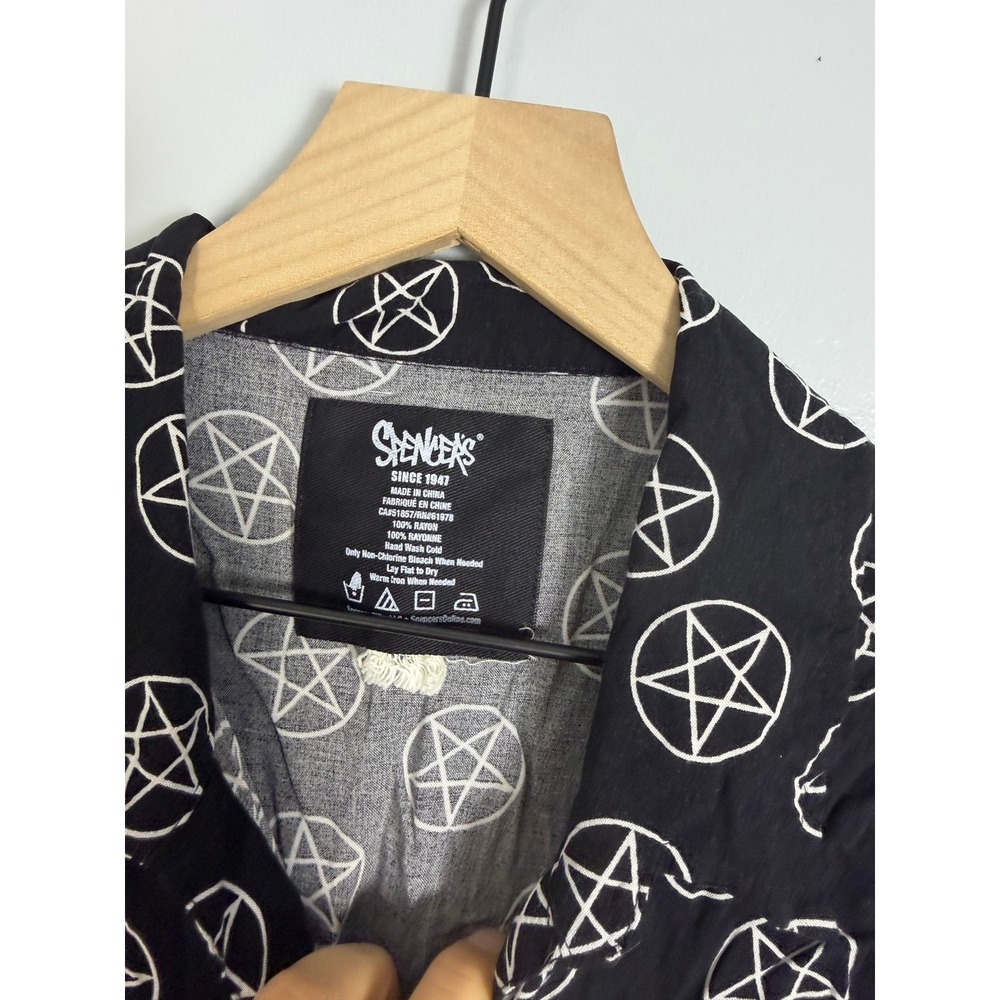 Spencer's Goth Emo Witchy Occult Crop Top Women Small Black Pentagram Tie Front - Picture 4 of 4